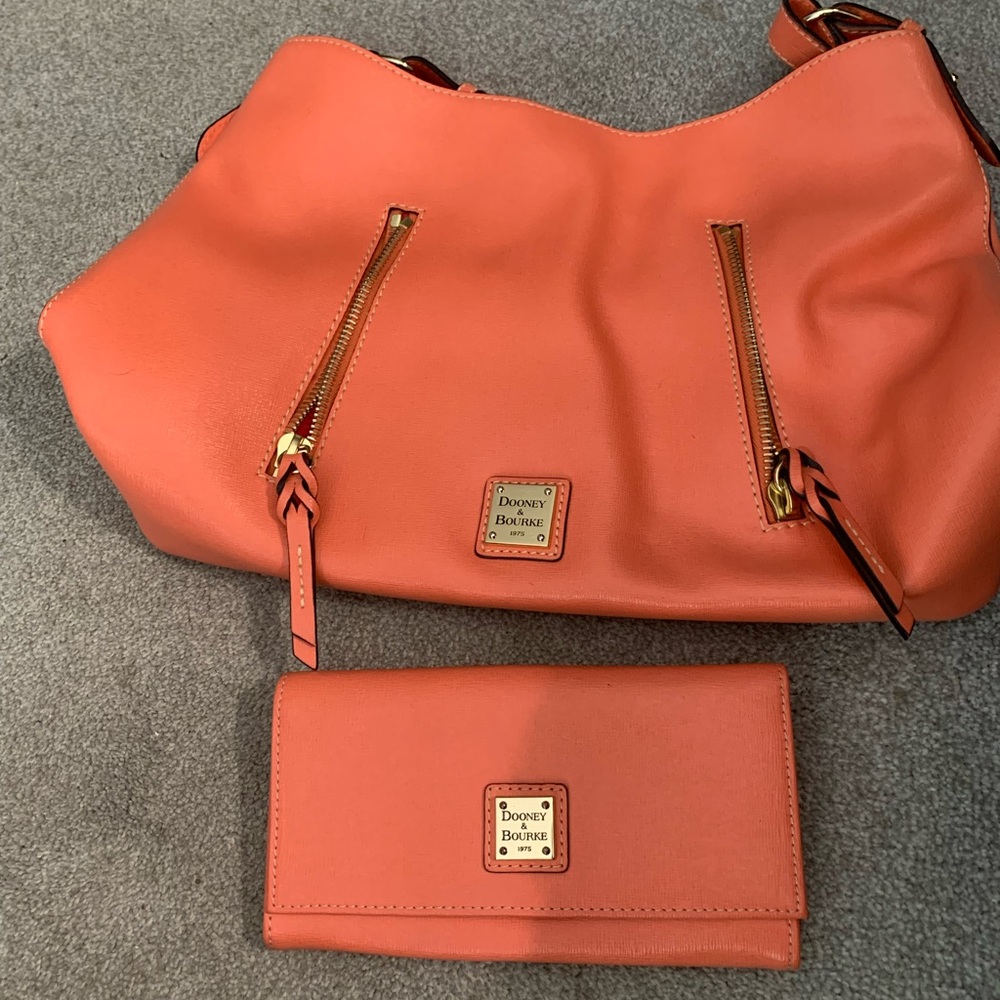 Dooney & Bourke Orange Shoulder Bag Luxurious Pebbled Leather